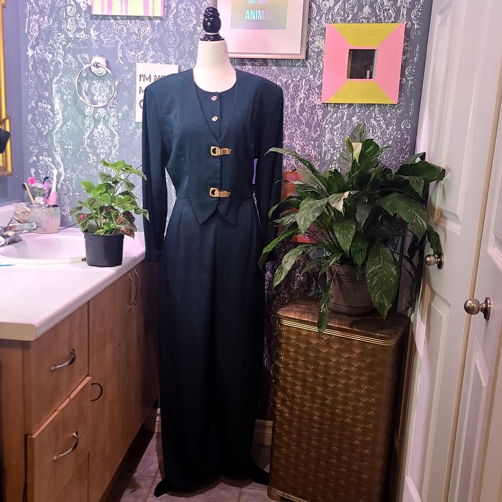 1980s Vintage Emerald Green Jumpsuit